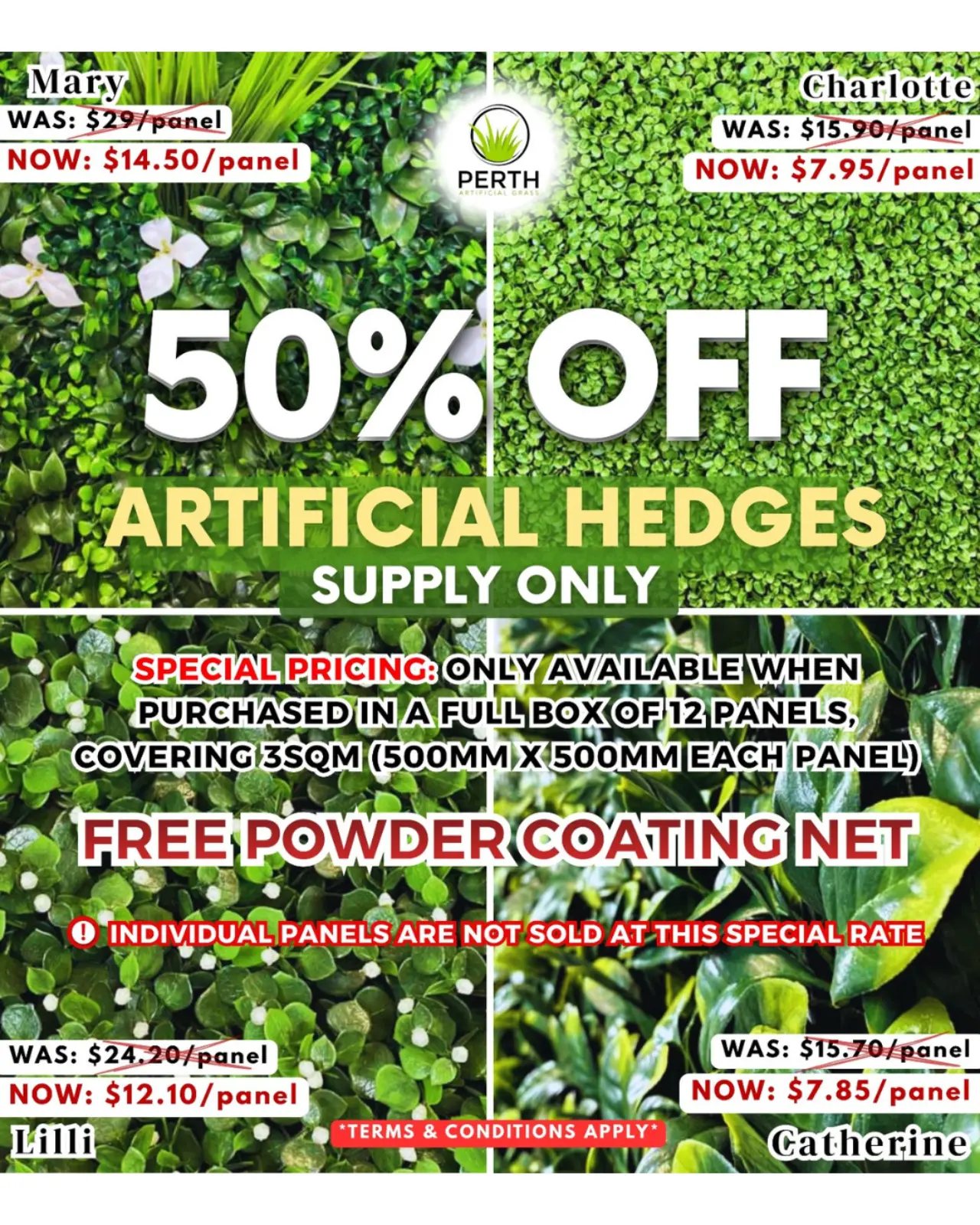 50% Off Artificial Hedges Promo